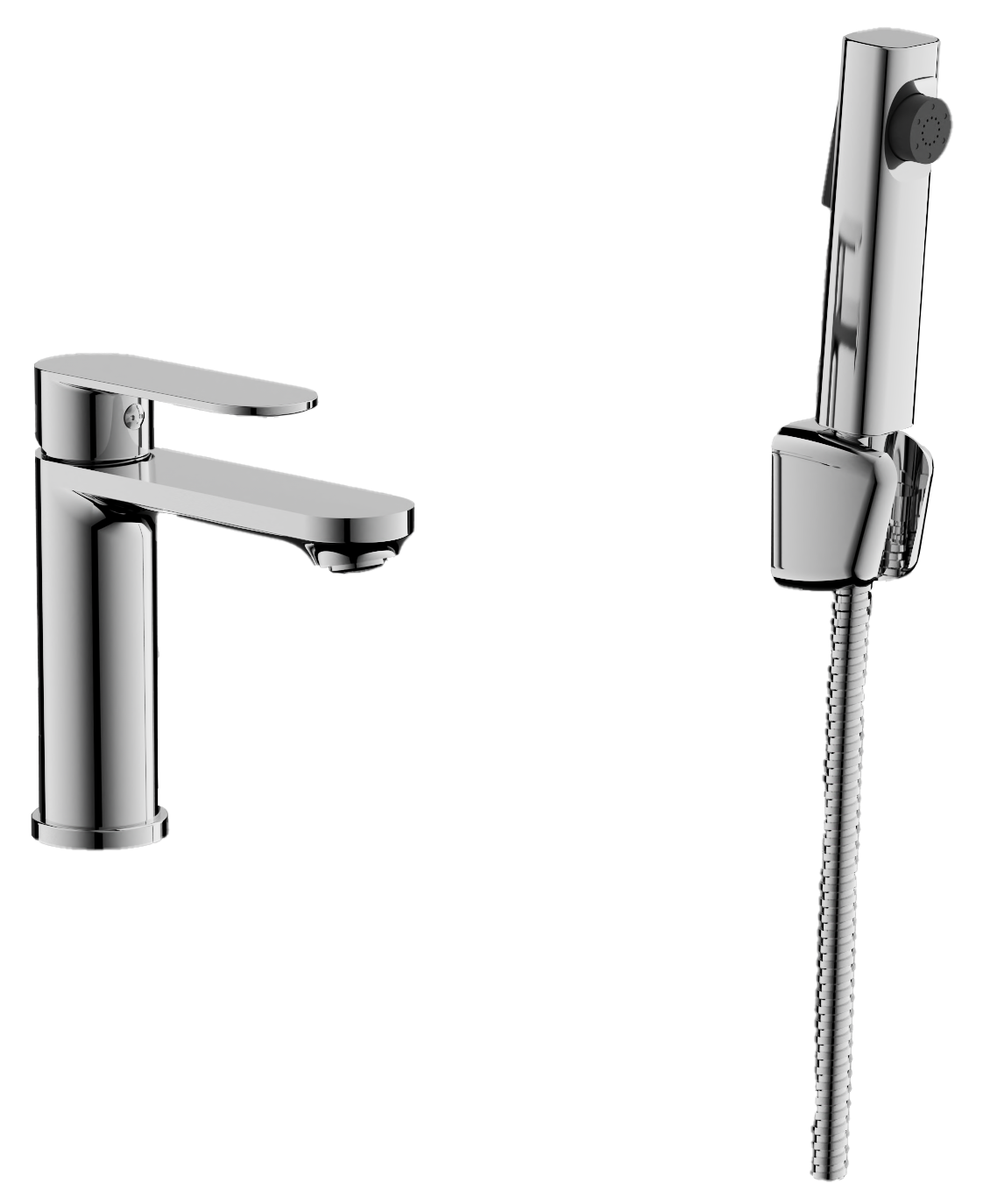 Смеситель для раковины, с гигиенической лейкой, хром, B12713