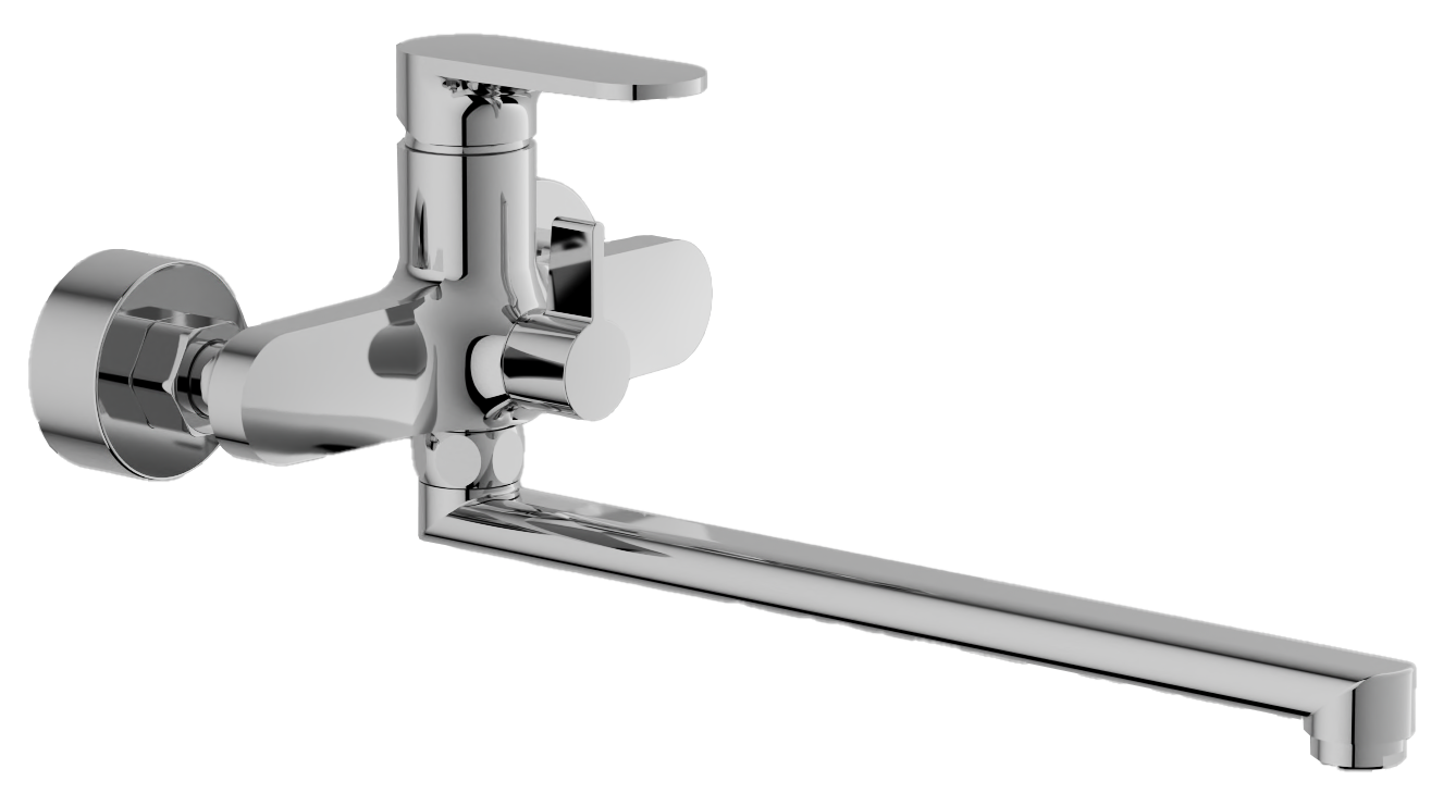 Смеситель для ванны, длинный излив, хром, B22713