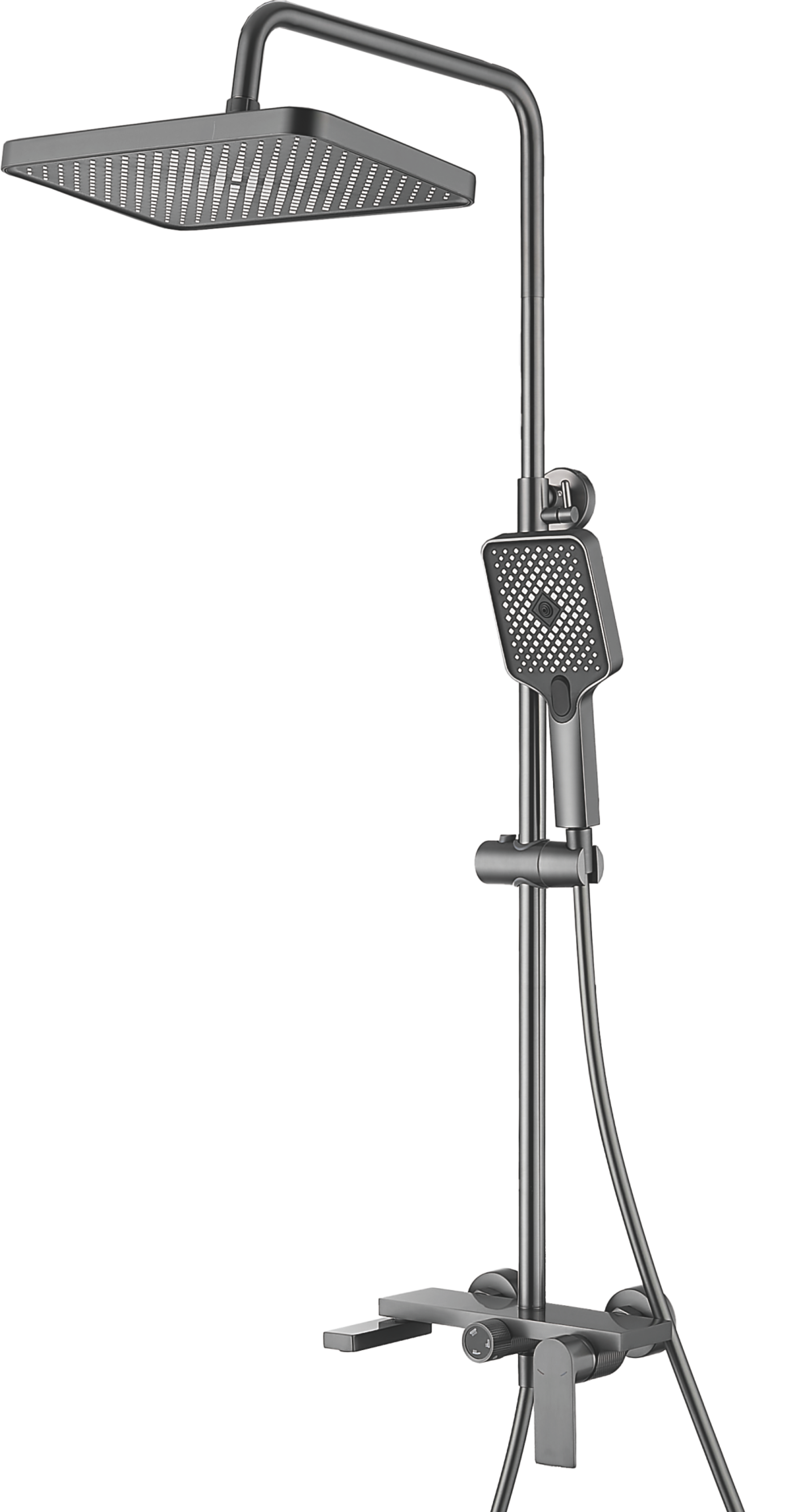 Душевая система, поворотный излив, оружейная сталь, B24678-3