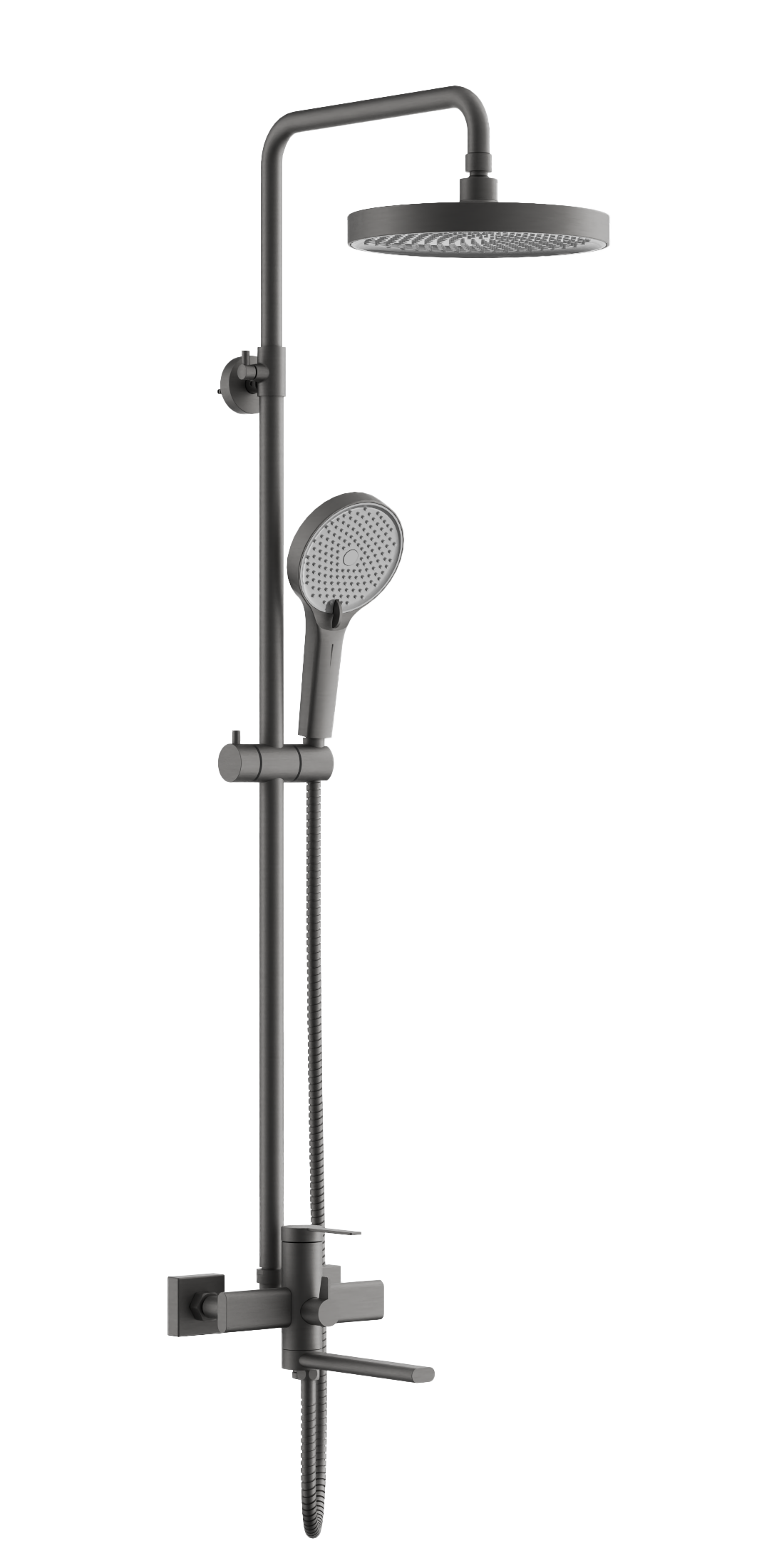 Душевая система, поворотный излив, оружейная сталь, B24813-3