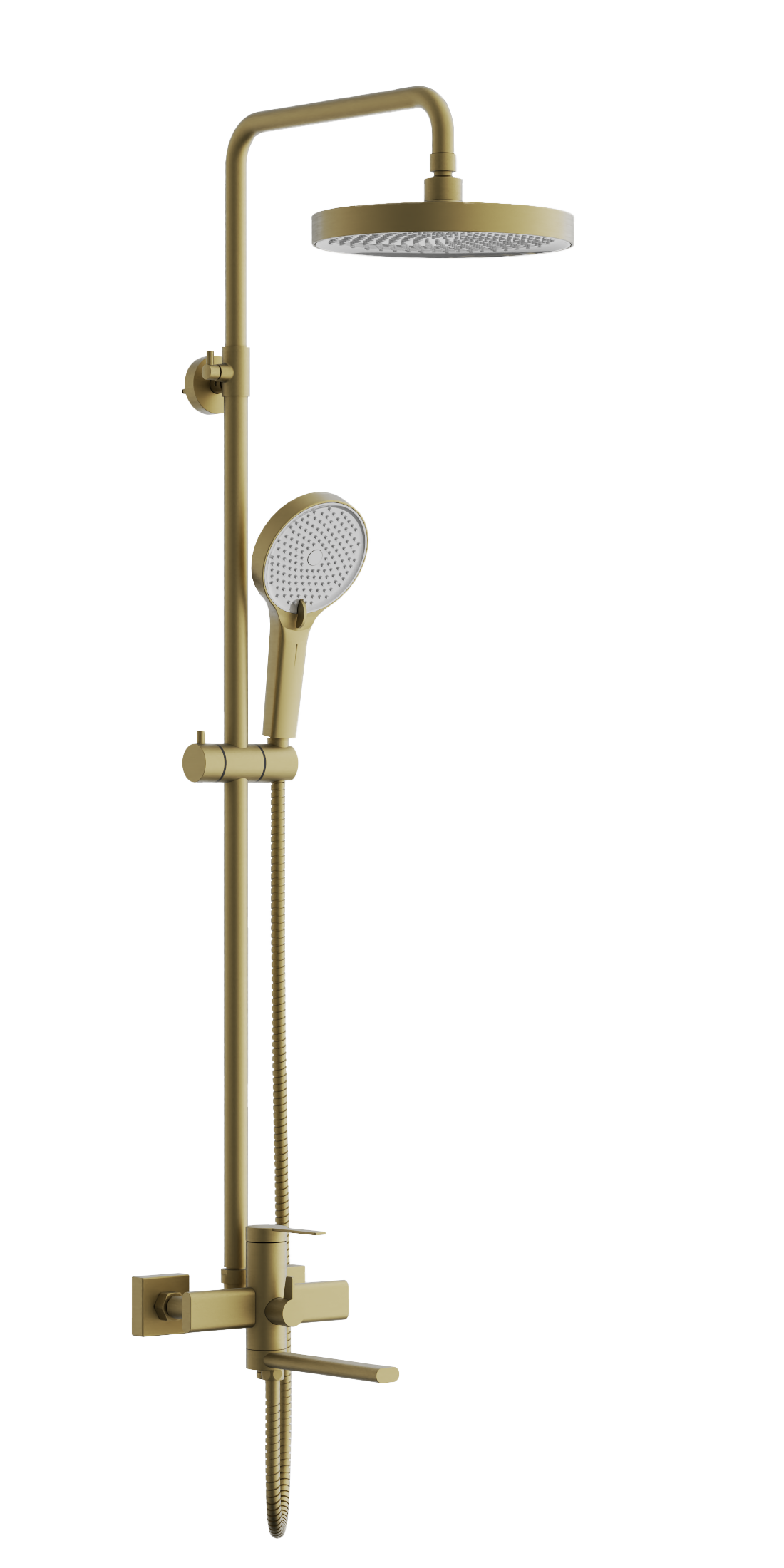 Душевая система, поворотный излив, брашированное золото, B24813-5