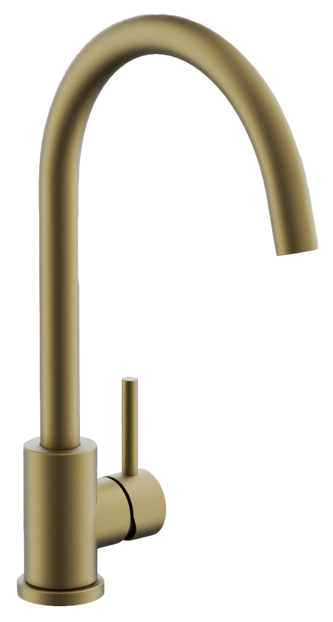 Смеситель для кухни, поворотный излив, брашированное золото, B70810-5