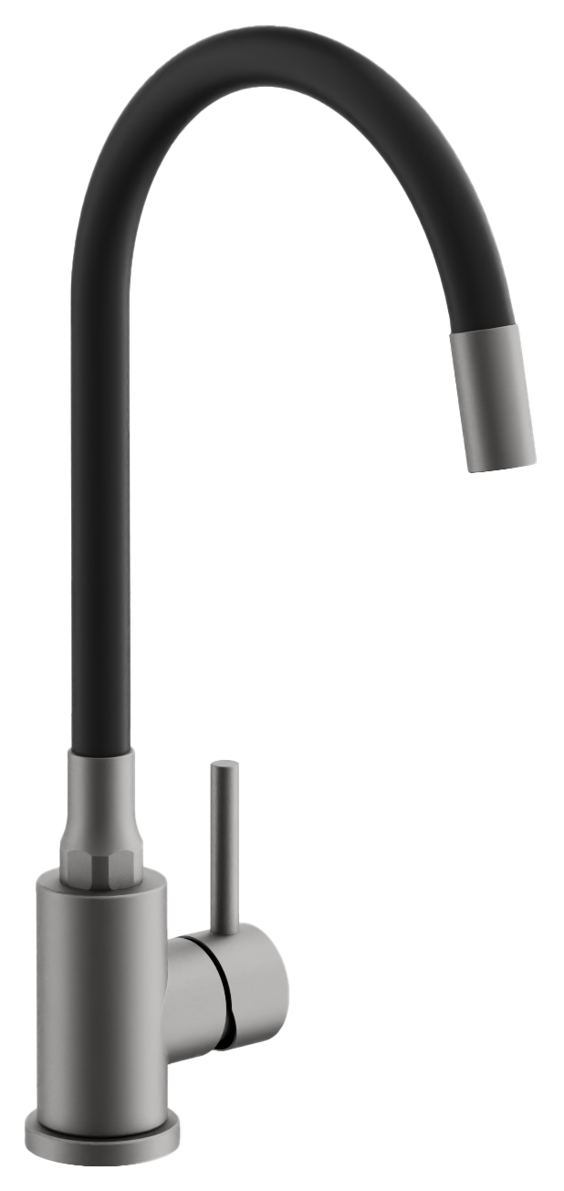 Смеситель для кухни, гибкий излив, оружейная сталь, B73810-3