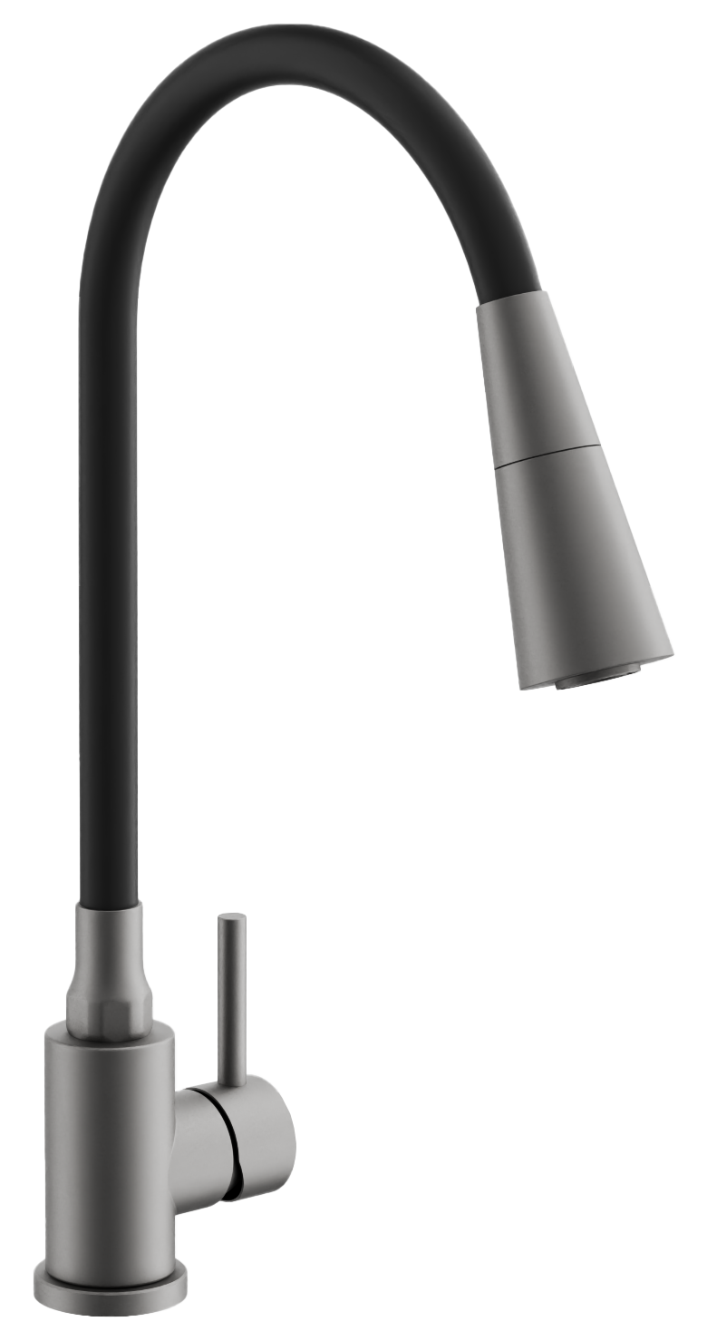 Смеситель для кухни, гибкий излив, оружейная сталь, B74810-3