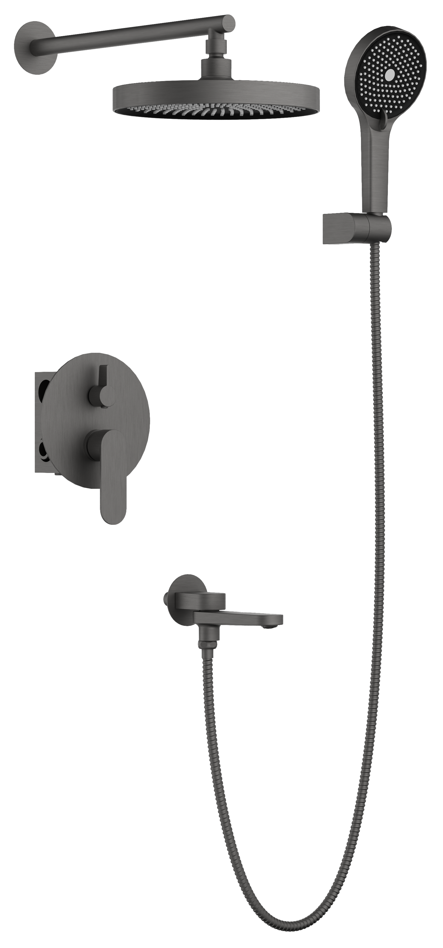 Душевая система, встраиваемая, оружейная сталь, B80713-3