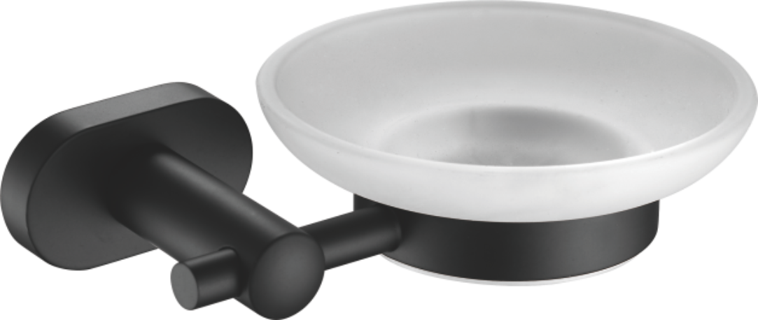 Мыльница, стеклянная, черный, B90102