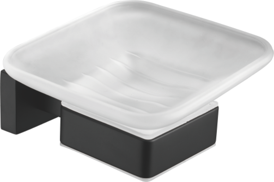 Мыльница, стеклянная, черный, B90302