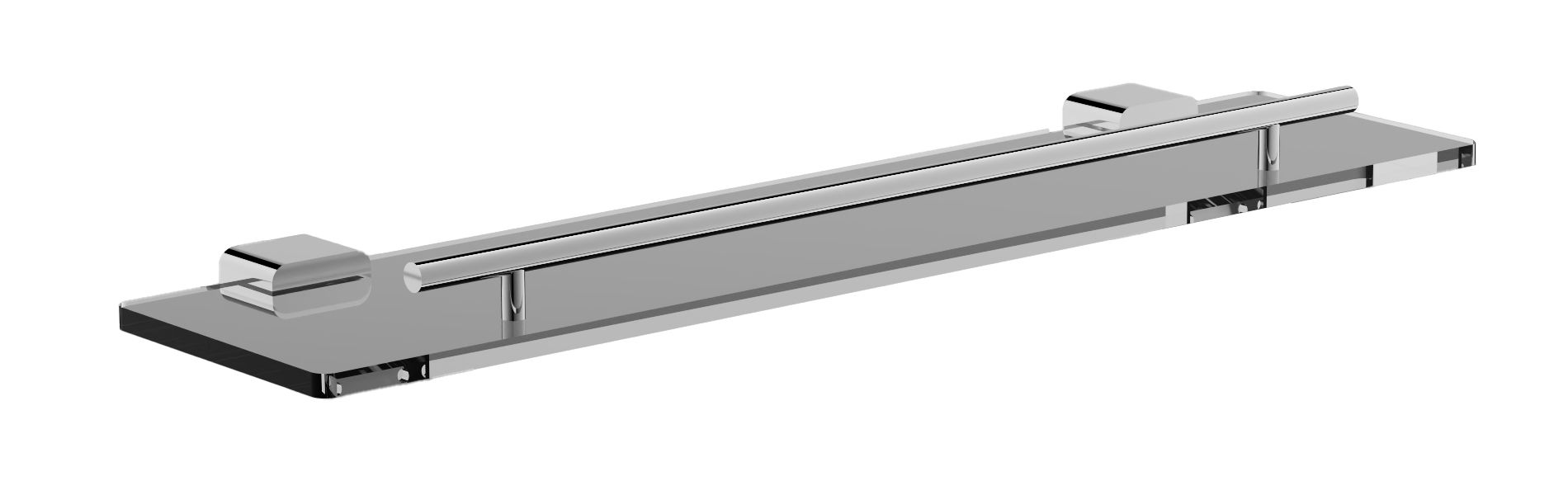 Полка стеклянная, хром, B90607